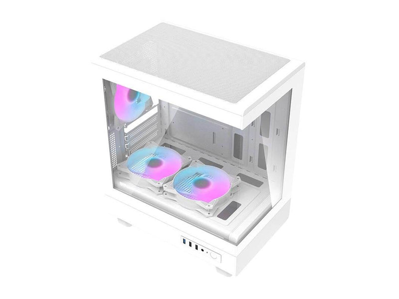 Darkflash DB330M computer case + 3 aRGB fans (white) - Gehäuse - Minitower - Weiß