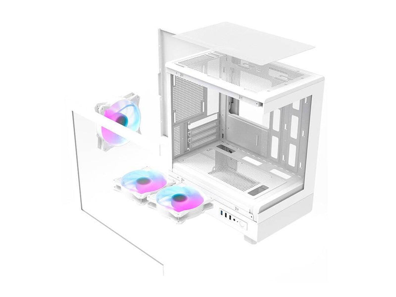 Darkflash DB330M computer case + 3 aRGB fans (white) - Gehäuse - Minitower - Weiß