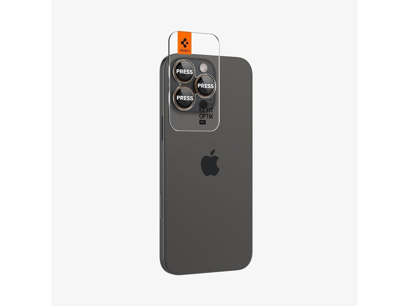 Spigen Glass tR EZ Fit Optik Pro 2 Pack Desert Titanium for iPhone 16 Pro/Pro Max