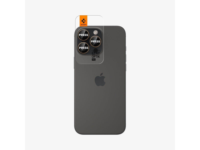 Spigen Glass tR EZ Fit Optik Pro 2 Pack Desert Titanium for iPhone 16 Pro/Pro Max
