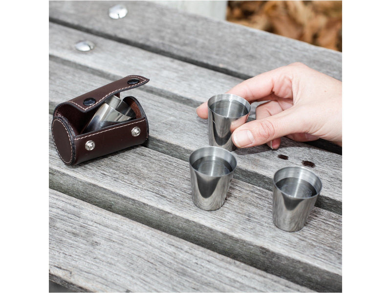 Kikkerland Shot Glasses with Leather Case