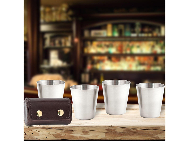 Kikkerland Shot Glasses with Leather Case