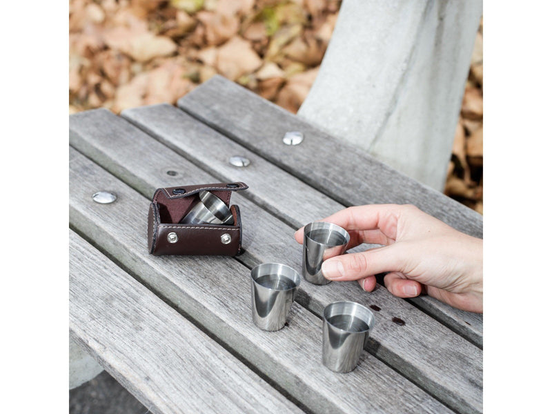 Kikkerland Shot Glasses with Leather Case