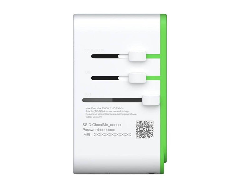 GlocalMe Roamplug adapter with 4G Wi-Fi hotspot