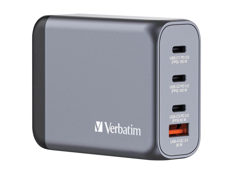 Verbatim power adapter - GaN - 3 x USB-C USB - 100 Watt