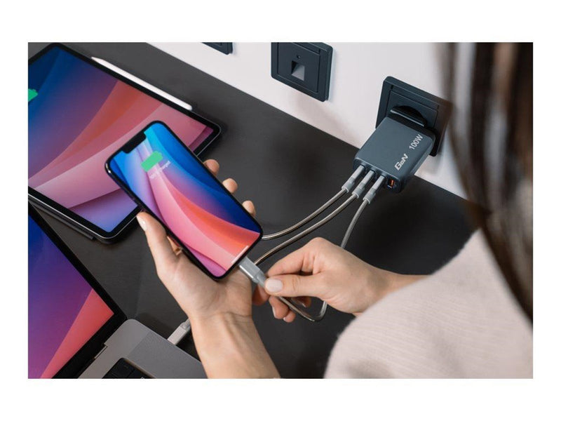 Verbatim power adapter - GaN - 3 x USB-C USB - 100 Watt