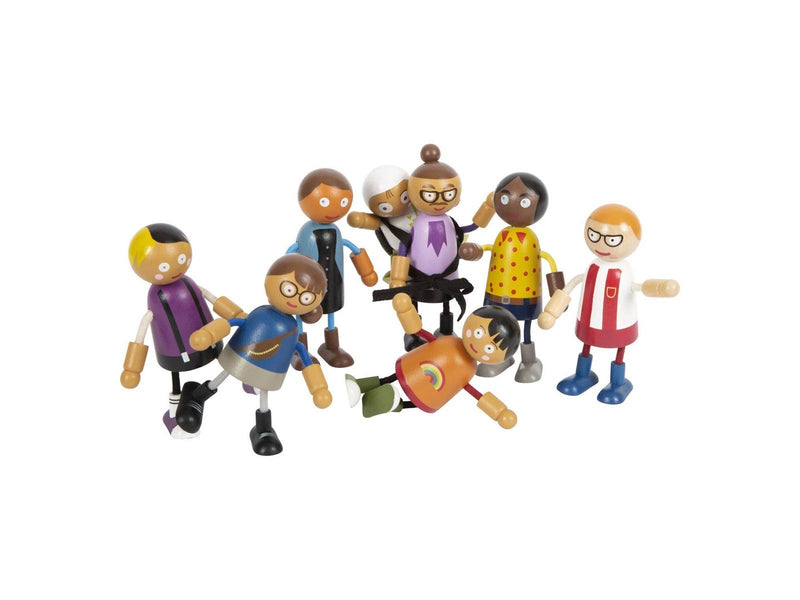 Small Foot Wooden Flexible Doll Family with Baby 8 pcs.