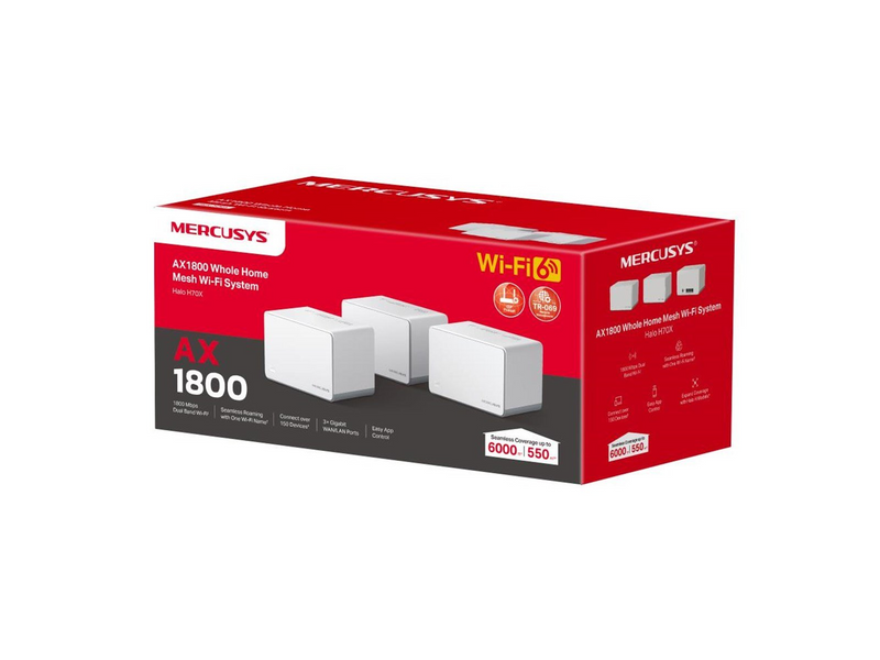 MERCUSYS Halo H70X (3-Pack) AX1800 Whole Home Mesh WiFi 6 System - Mesh router Wi-Fi 6