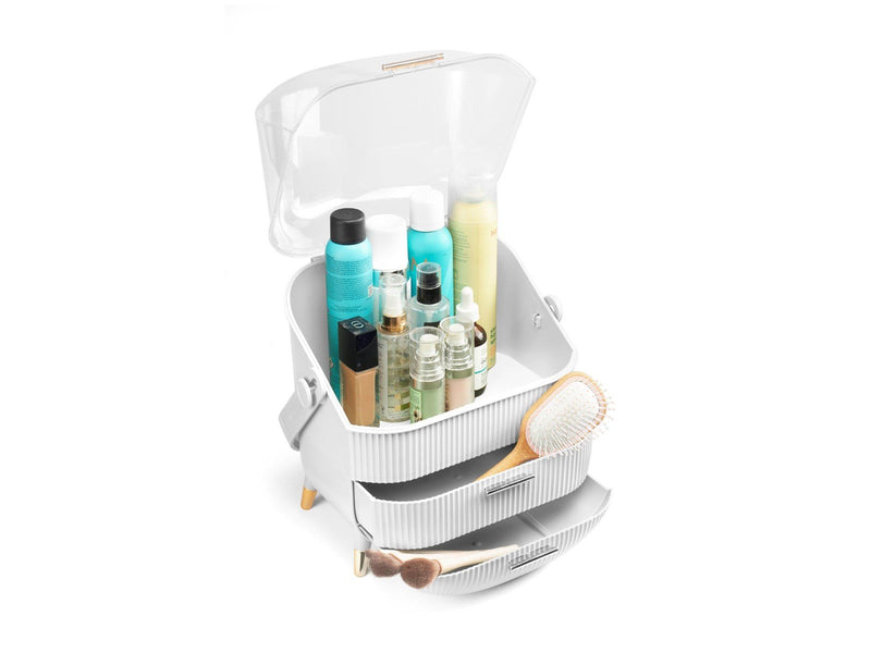 Gillian Jones - Large organizer with handle and 2 drawers - White - Large