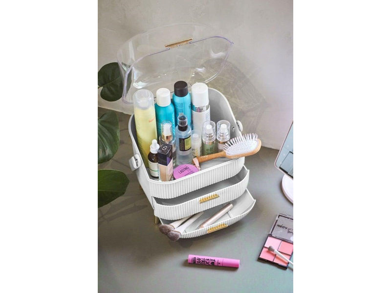 Gillian Jones - Large organizer with handle and 2 drawers - White - Large
