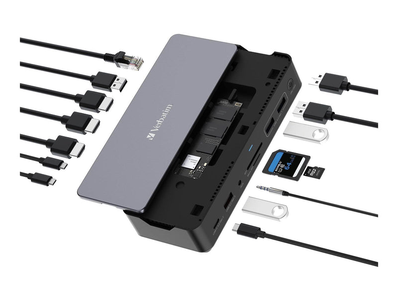 Verbatim Pro - docking station - USB-C - 2 x HDMI DP - 1GbE - SSD 256 GB