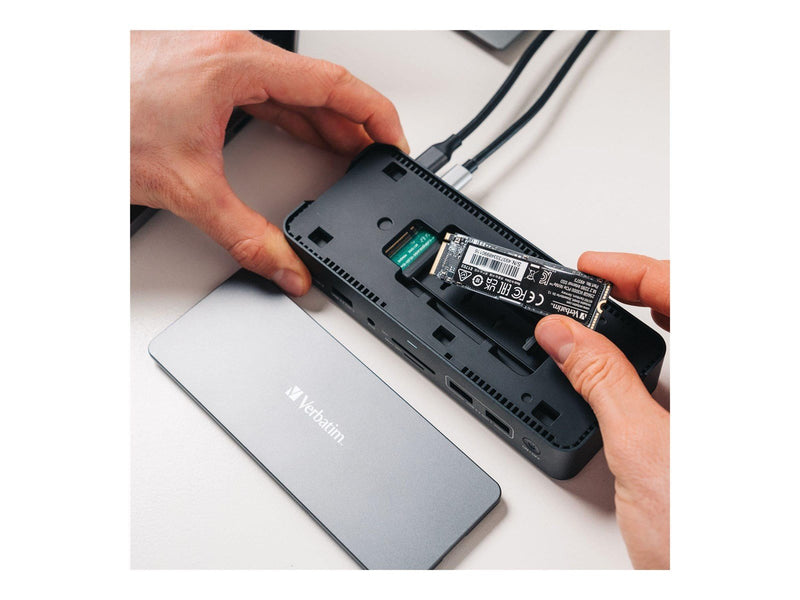 Verbatim Pro - docking station - USB-C - 2 x HDMI DP - 1GbE - SSD 256 GB