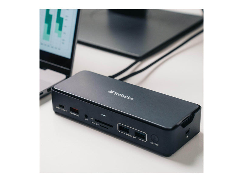 Verbatim Pro - docking station - USB-C - 2 x HDMI DP - 1GbE - SSD 256 GB