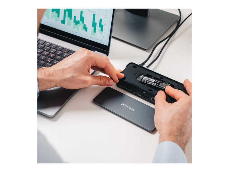 Verbatim Pro - docking station - USB-C - 2 x HDMI DP - 1GbE - SSD 256 GB