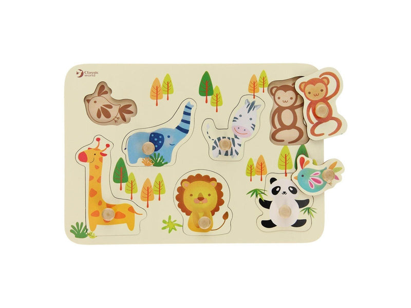 Classic World Wooden Knob Puzzle Wild Animals 7 pcs.
