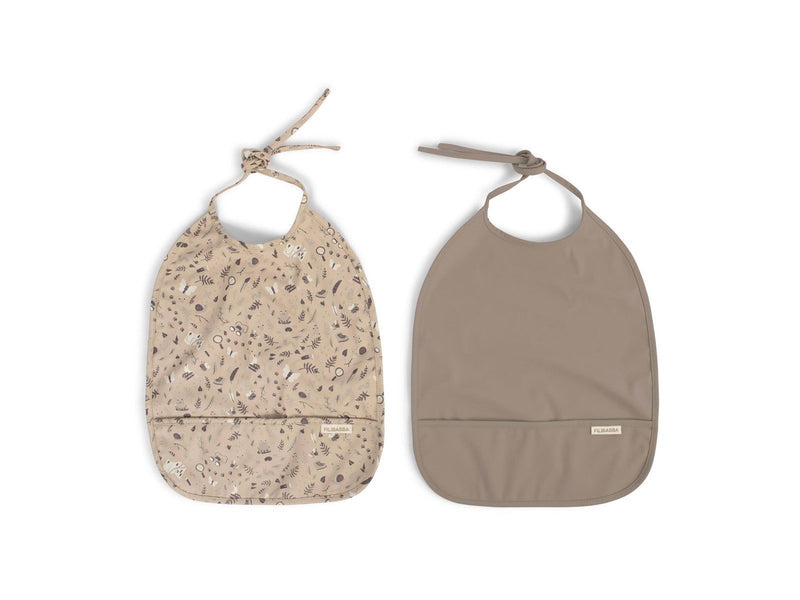 Filibabba Lätzchen mit Bändchen 2er Pack -  Little Wonders + Warm Grey