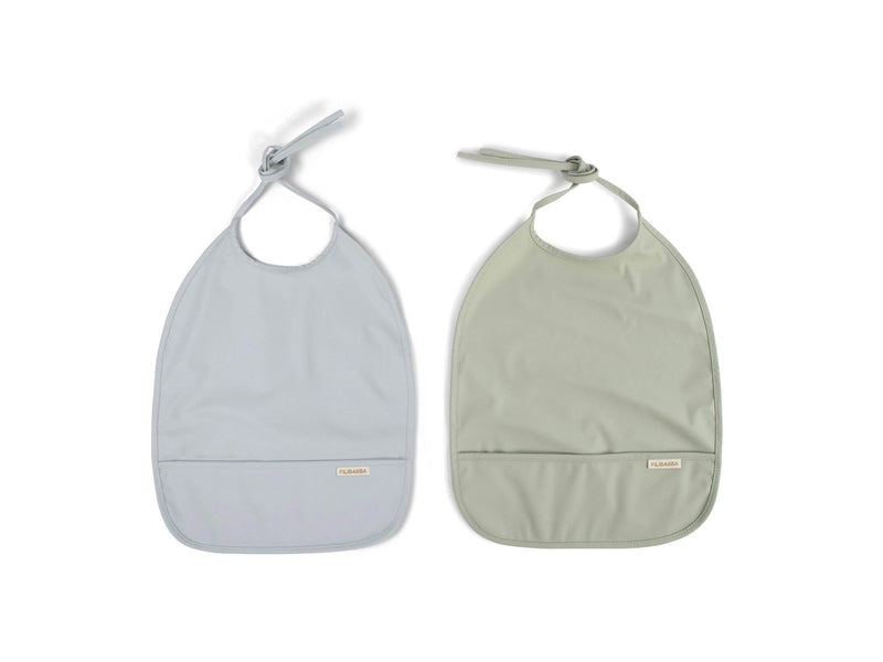 Filibabba Lätzchen mit Bändchen 2er Pack - Pearl Blue + Desert Sage