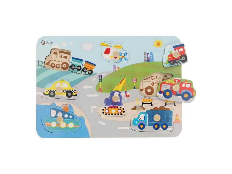 Classic World Wooden Knob Puzzle Traffic 8 pcs.