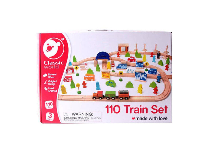 Classic World Wooden Train Set 110pcs.