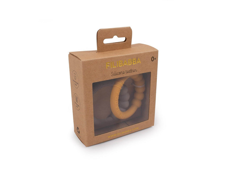 Filibabba Silikonbeißring 2er-Pack - Warm Grey + Honey Gold