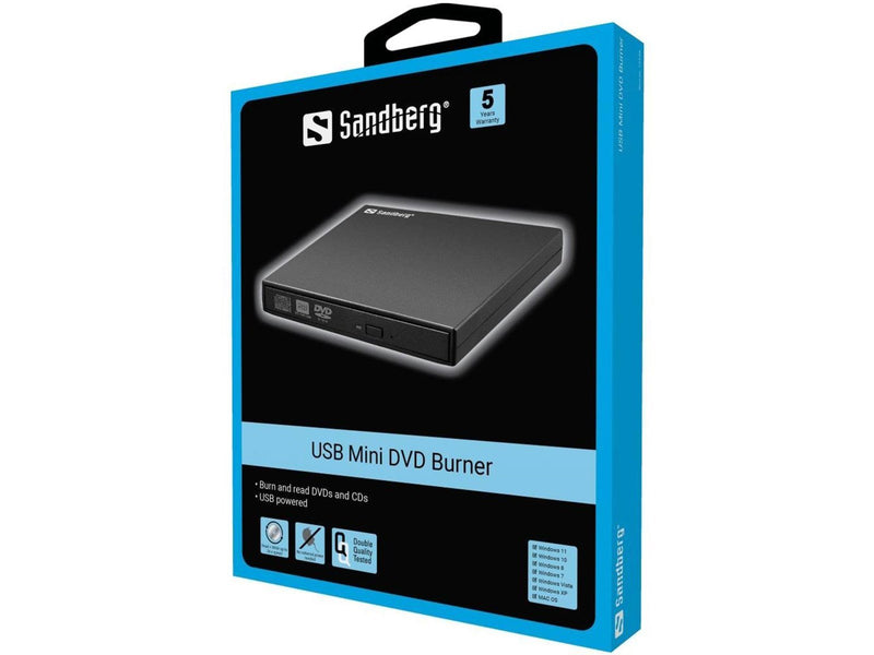 Sandberg USB Mini DVD Burner - DVD-RW (Brenner) - USB 2.0 - Schwarz