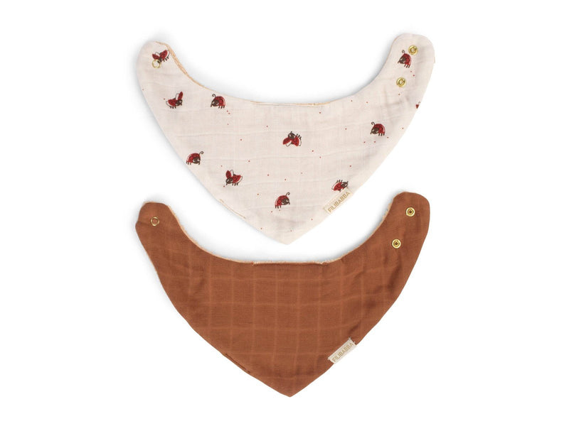Filibabba Bandana-Lätzchen 2er-Pack GOTS - Lucky + Amber Brown