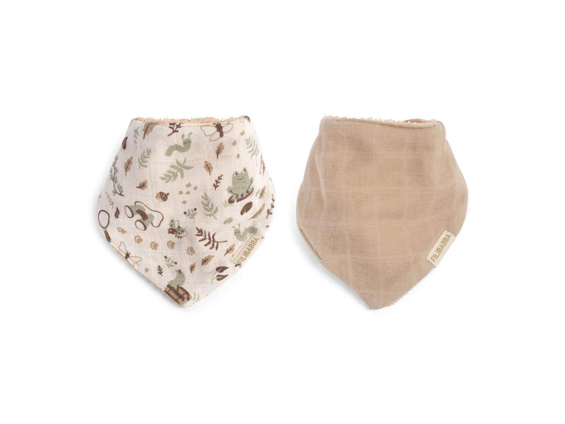 Filibabba Bandana-Lätzchen 2er-Pack GOTS - Little Wonders + Warm Grey