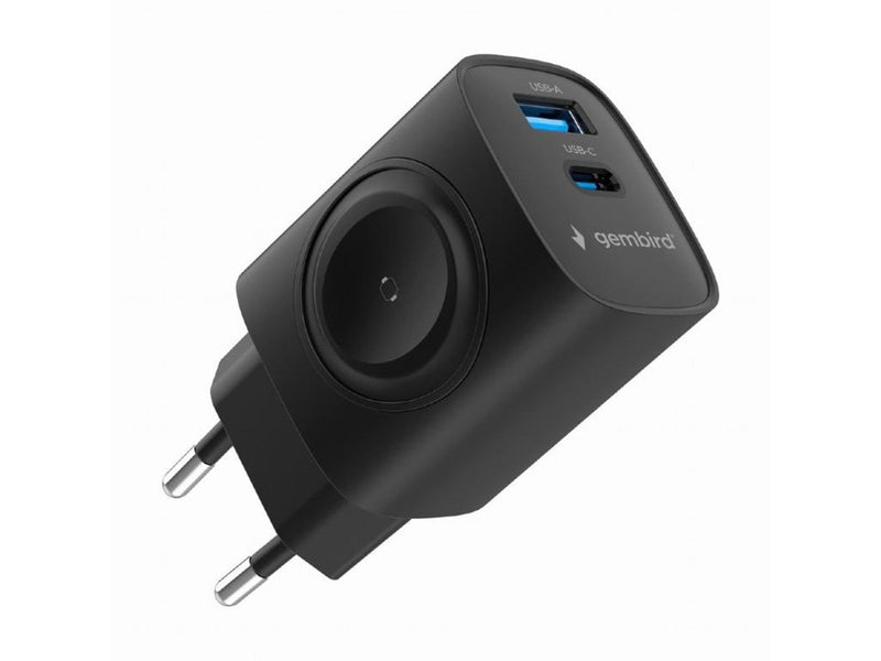 Gembird 2-in-1 20W Apple Watch + phone fast charger - Black