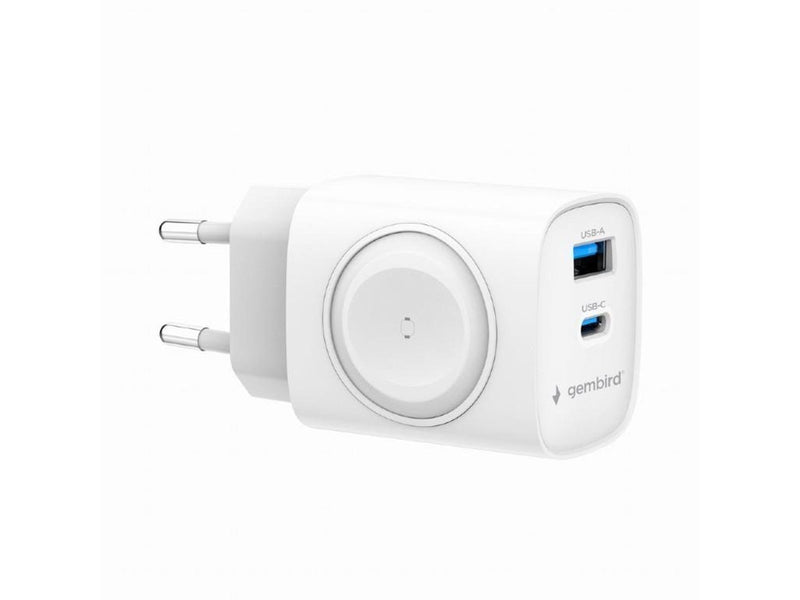 Gembird 2-in-1 20W Apple Watch + phone fast charger - White