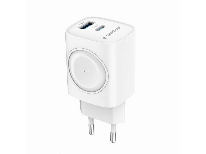 Gembird 2-in-1 20W Apple Watch + phone fast charger - White