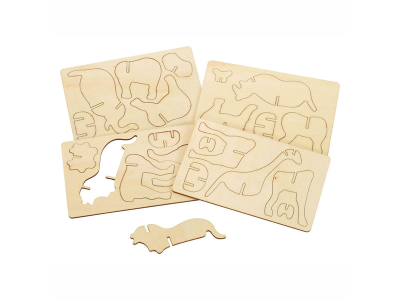 Colorations Create and Decorate your Wooden 3D Puzzle Jungle Animals Set of 4 3D Puzzle