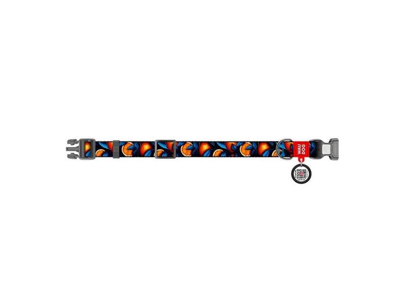 Waudog "Oranges" nylon dog collar with QR code size M
