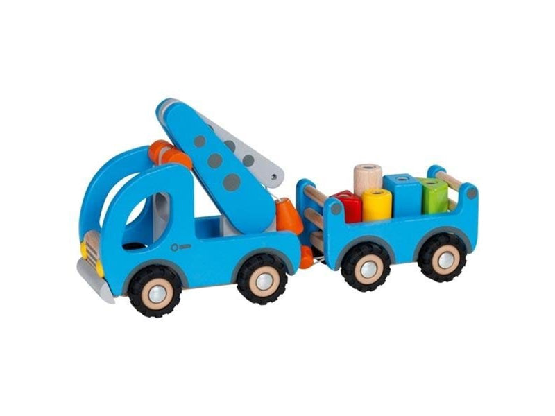 Goki Wooden Tow Truck with Trailer
