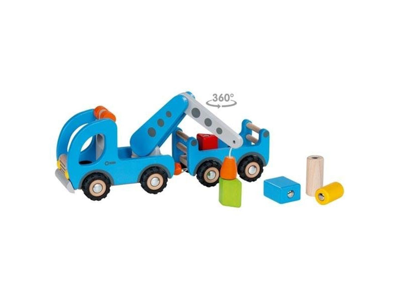 Goki Wooden Tow Truck with Trailer