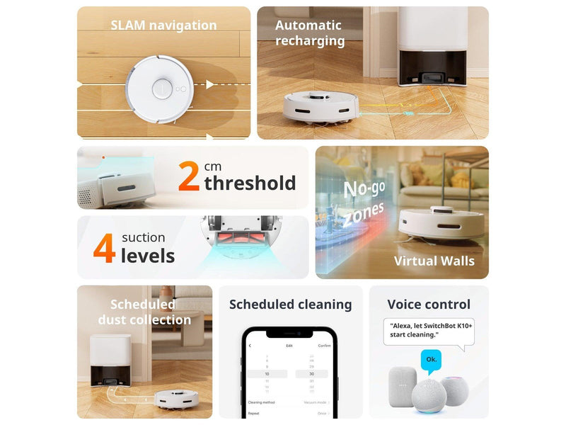 SwitchBot Roboter Staubsauger Mini Robot Vacuum K10+