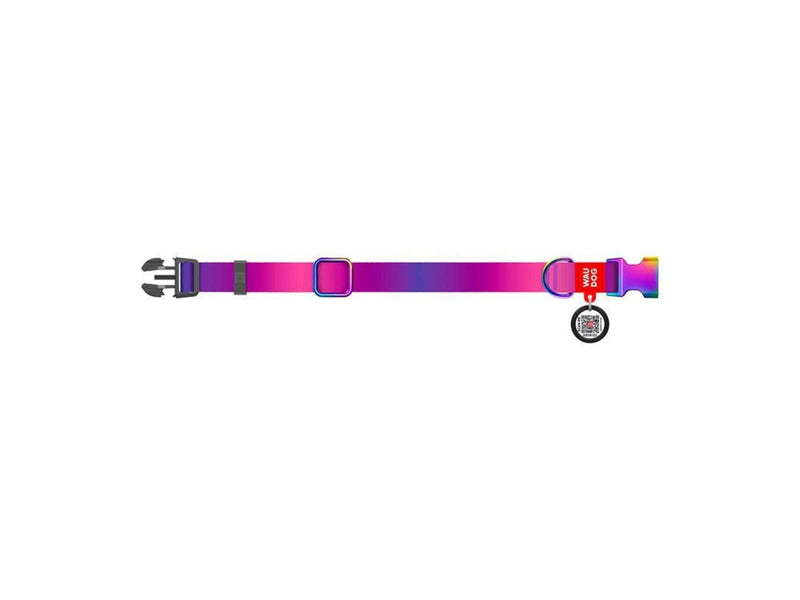 Waudog gradient nylon dog collar with QR code purple size L