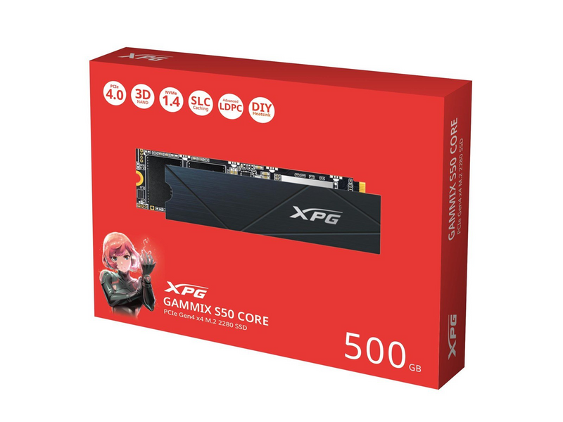 A-Data XPG GAMMIX S50 CORE SSD - 500GB - M.2 2280 (80mm) PCIe 4.0