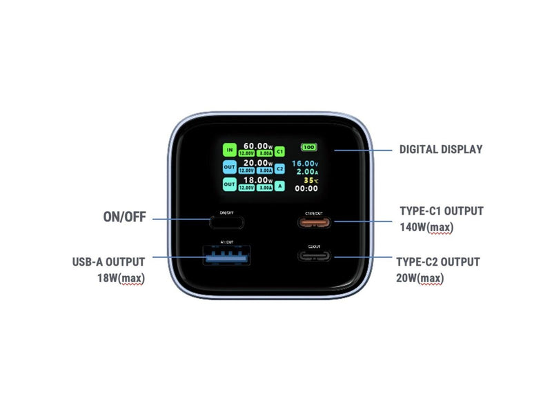 XtremeMac 140W - 2x USB-C / 1x USB-A Powerbank (Akku) - schwarz - 27000 mAh