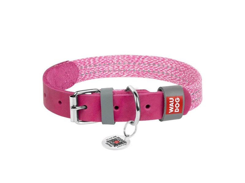 Waudog Classic Dog collar with QR code size L pink