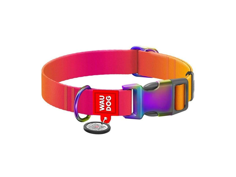 Waudog gradient nylon dog collar with QR code orange size L