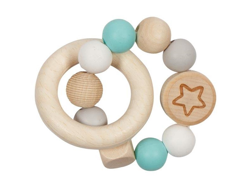 Goki Wooden Gripping Ring Star Light Blue