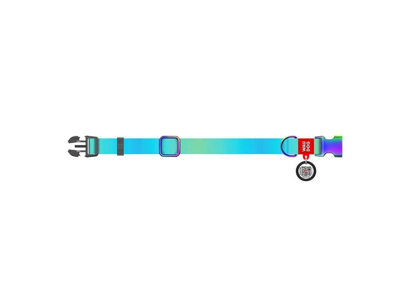 Waudog Nylon collar with QR code for gradient dog blue size XL