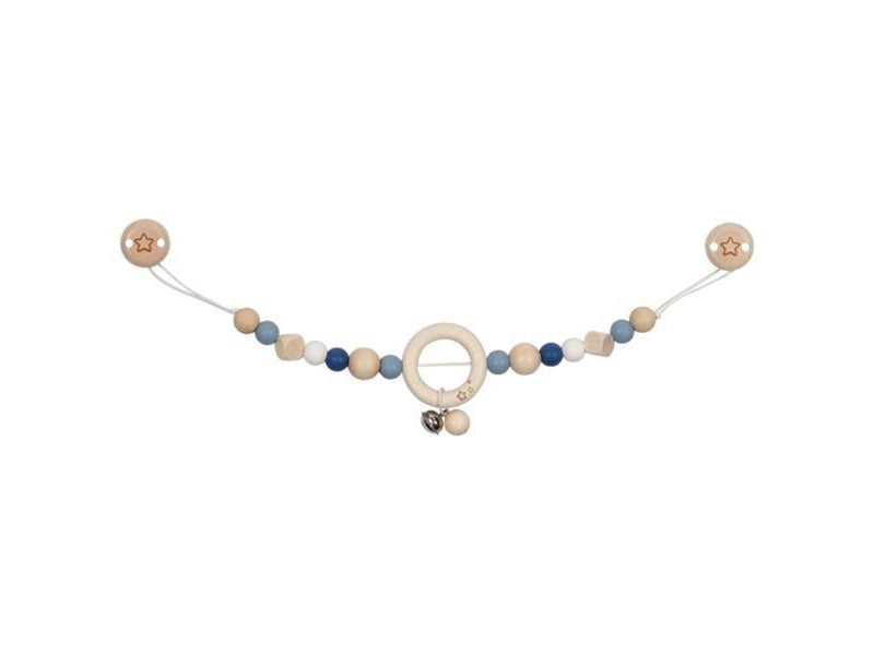 Goki Wooden Stroller Chain Star Blue with Clips