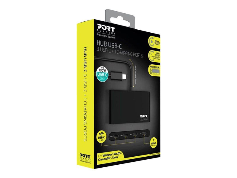 PORT Designs USB-C HUB 3 USB-C PORTS & 1 USB-C POWER DELIVERY USB-Hubs - USB 3.1 - 4 - Schwarz