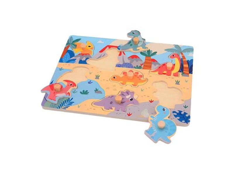 Joueco Wooden Dino Stud Puzzle 7 pcs. Holz