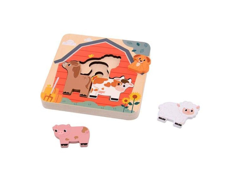 Joueco Wooden Layer Puzzle Farm 7 pcs. Holz