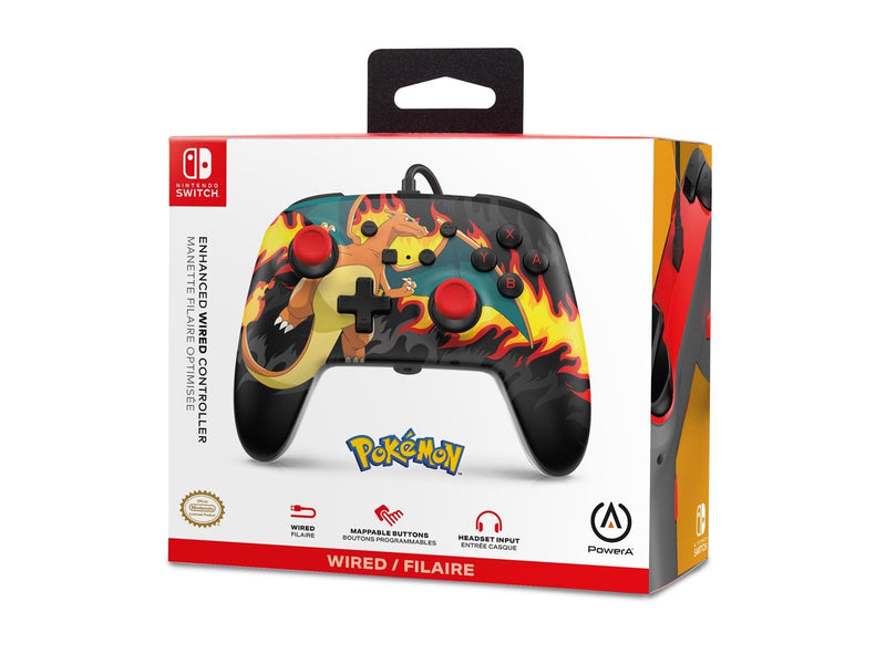 PowerA Verbesserter kabelgebundener Controller für Nintendo Switch - Charizard-Feuersturm