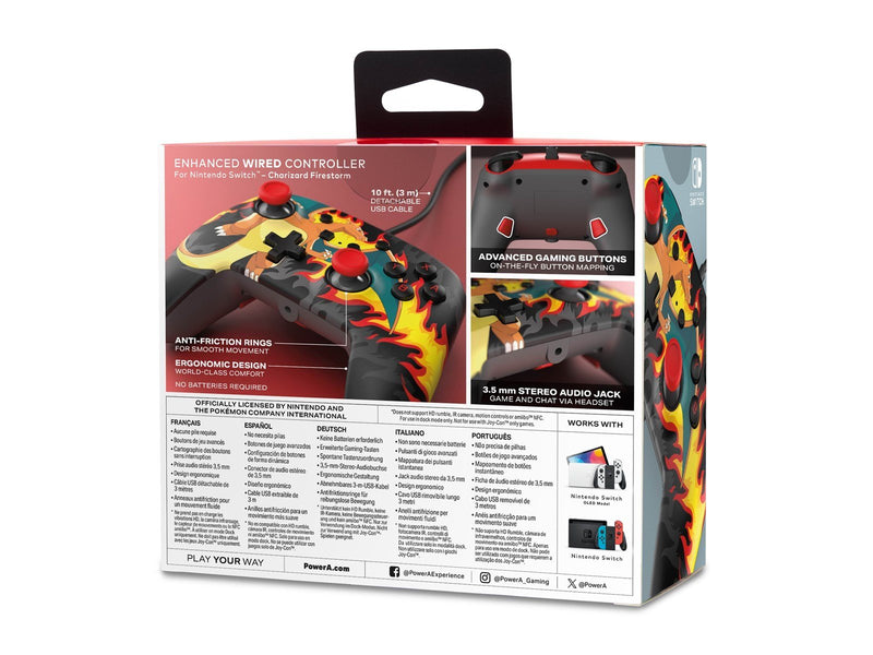 PowerA Verbesserter kabelgebundener Controller für Nintendo Switch - Charizard-Feuersturm