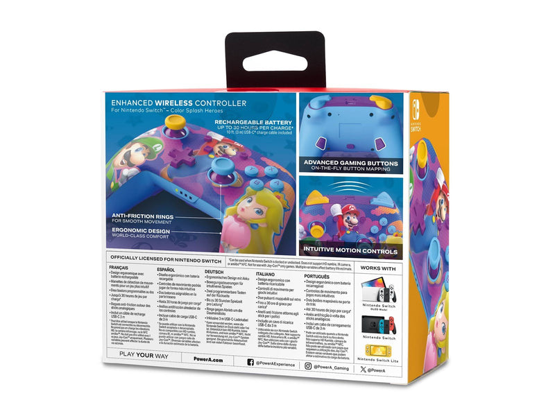 PowerA Verbesserter kabelloser Controller für Nintendo Switch - Farbspritzer-Helden - Controller