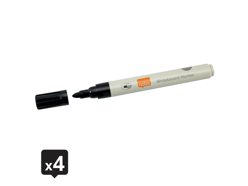 Nobo Whiteboard-Stifte, Marker mit Rundspitze – 4er-Pack